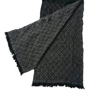 Gucci Rare Vintage Studded Dark Grey & Silver Reversible GG Logo Print Shawl